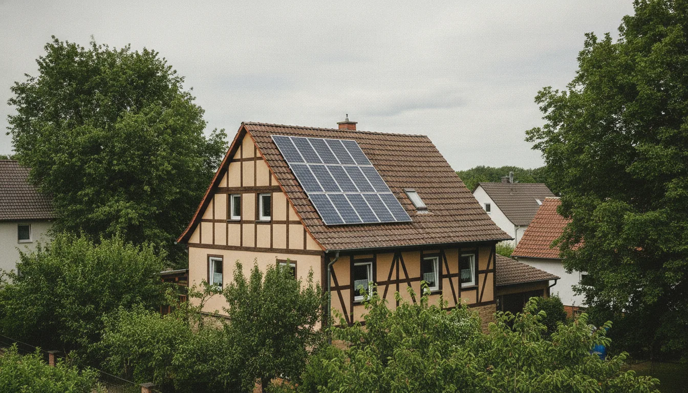 Photovoltaik-Anlage auf einem Satteldach (Symbolbild)
